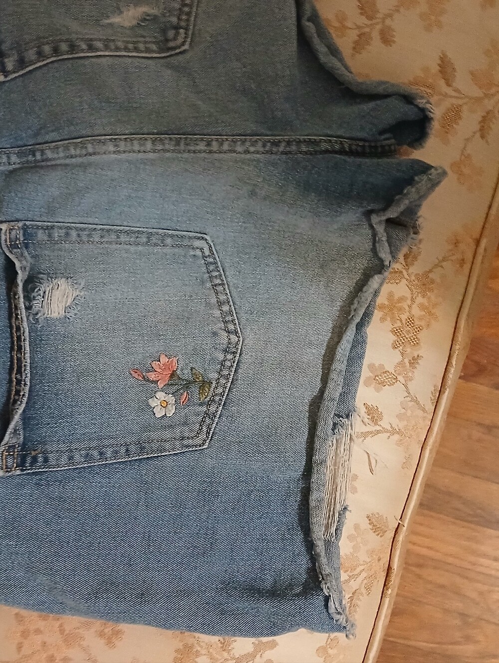 Time and Tru Light Blue Denim Shorts with Floral Embroidery - Picture 6 of 6